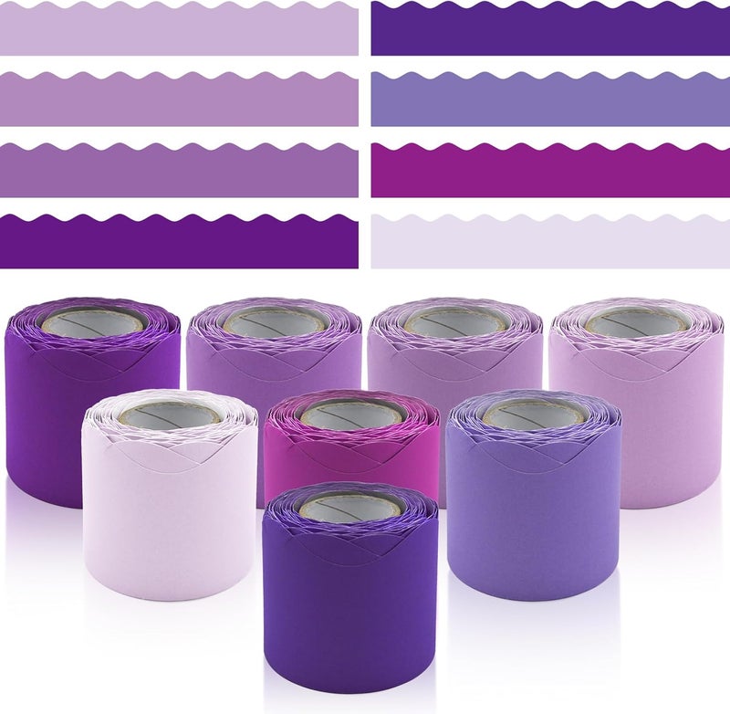 DASTTUIS Bulletin Board Borders - 8 Rolls 262.4 Ft Purple Scalloped Bulletin Board Borders for Classroom, School & Office Decor - Bulletin Board Decorations - Bulletin Board Trim - Image 1