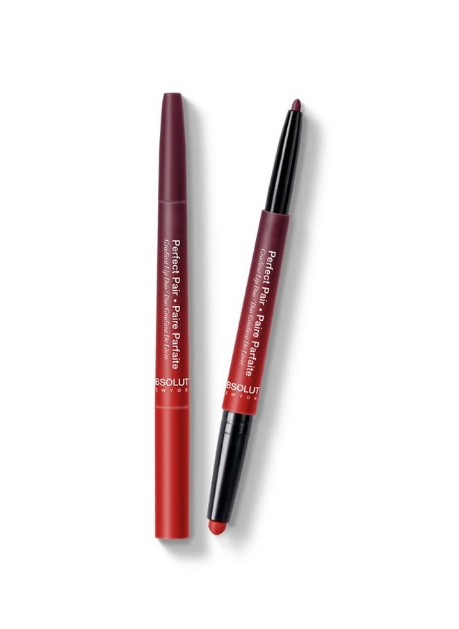Absolute New York ALD02 Perfect Pair Lip Duo, Fuller and Poutier Lips, Deeper Shade For Lip Contouring, Satin Lipstick and Lip Liner  - Image 1