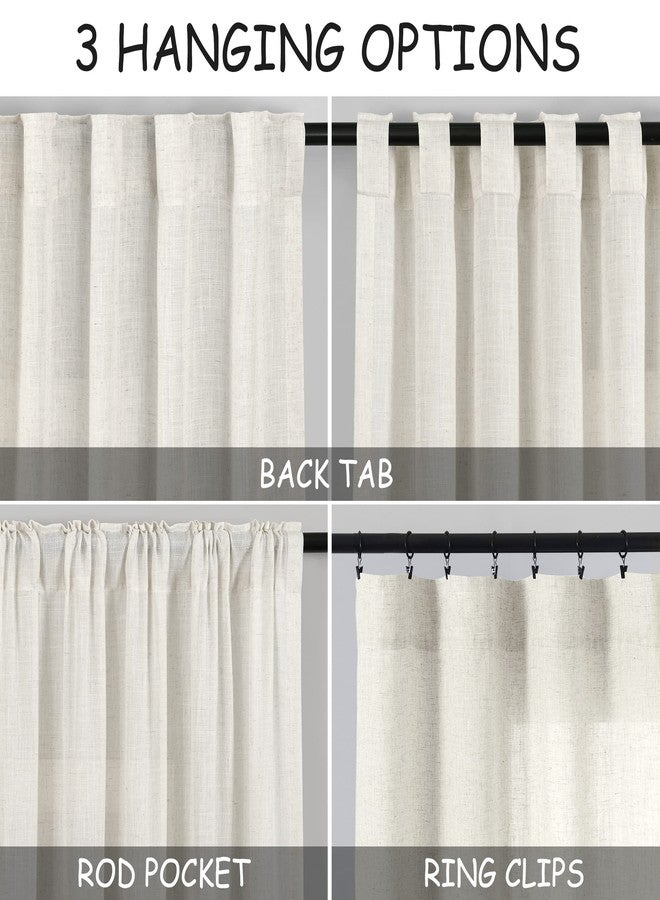 Nanspring 36 inch Length Kitchen Curtains Linen Blend Back Tab Privacy Light Filtering Bathroom Window Curtain Neutral Sheer Short Curtains for Front Small Door Window Laundry RV Camper 30x36 Cream 3 FT - Image 3