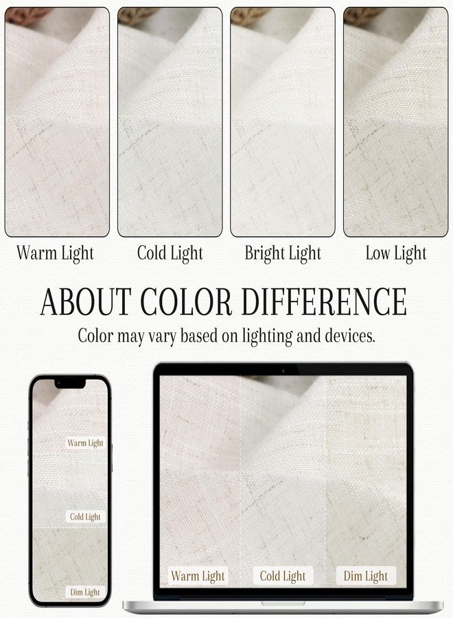 Nanspring 36 inch Length Kitchen Curtains Linen Blend Back Tab Privacy Light Filtering Bathroom Window Curtain Neutral Sheer Short Curtains for Front Small Door Window Laundry RV Camper 30x36 Cream 3 FT - Image 4
