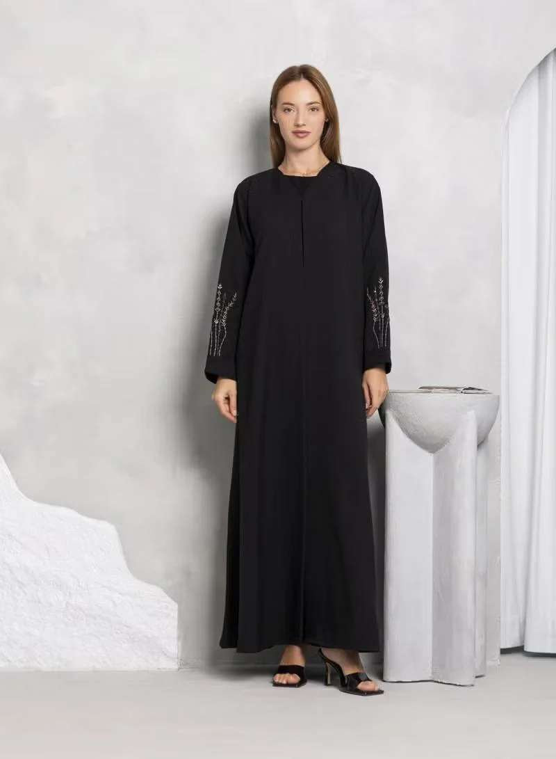 نيكياس عباية نيكاس قماش فوهة بتطريز يدوي على الأكمام