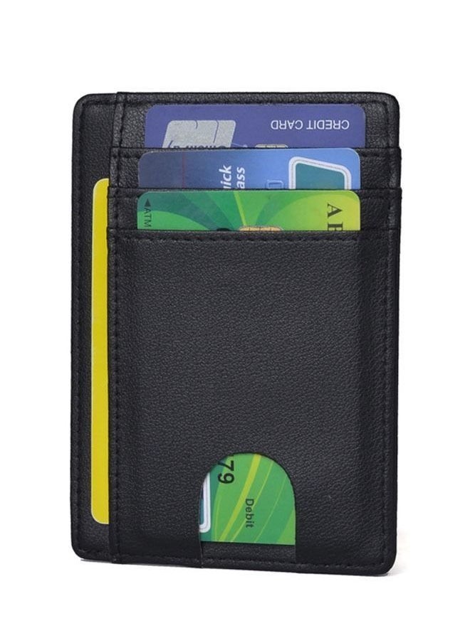 ماركة غير محددة متعددة الوظائف سليم الحد الأدنى جلد طبيعي الجبهة جيب محفظة كليب ، RFID حجب البسيطة بطاقة المال كليب محفظة (أسود)  - Image 1