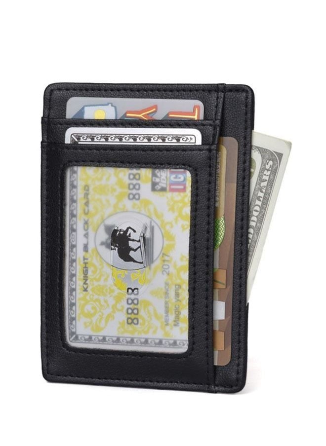 ماركة غير محددة متعددة الوظائف سليم الحد الأدنى جلد طبيعي الجبهة جيب محفظة كليب ، RFID حجب البسيطة بطاقة المال كليب محفظة (أسود)  - Image 4