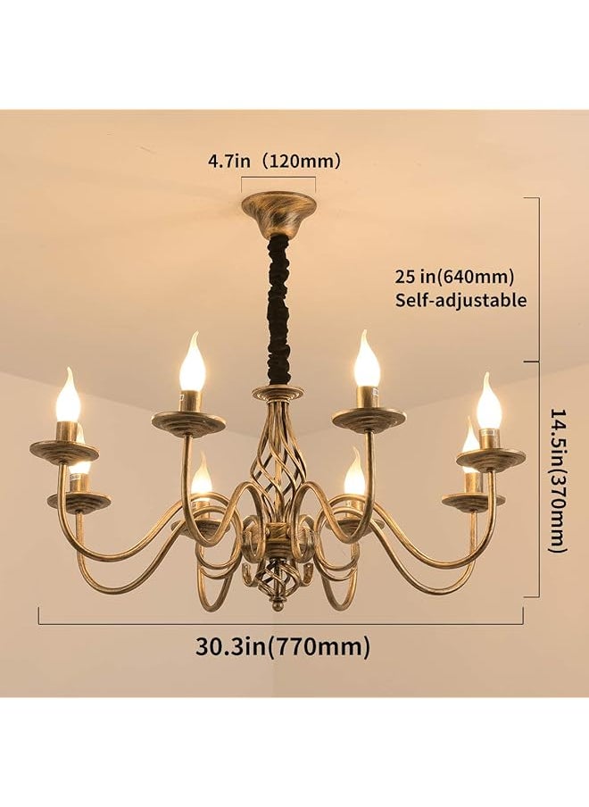 erorex - 8 Lights Chandelier Vintage French Country Chandelier Metal Bronze Living Room Chandelier Pendant Light Fixture For Farmhouse Dining Room - Image 1