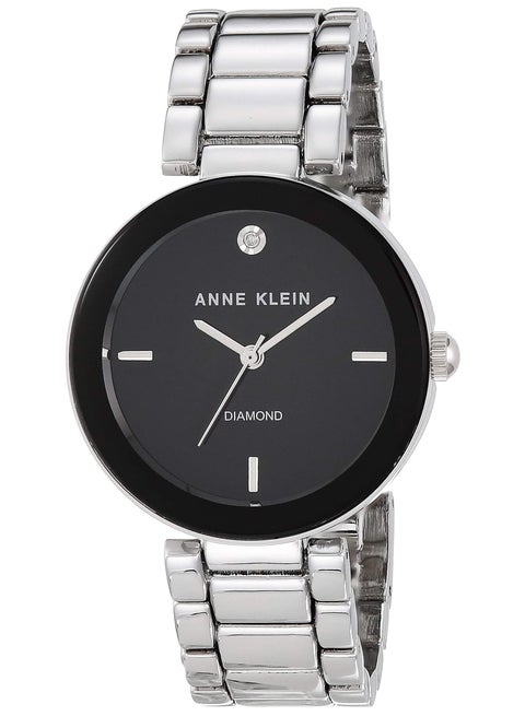 Anne Klein Women's Genuine Diamond Dial Black Bracelet Watch