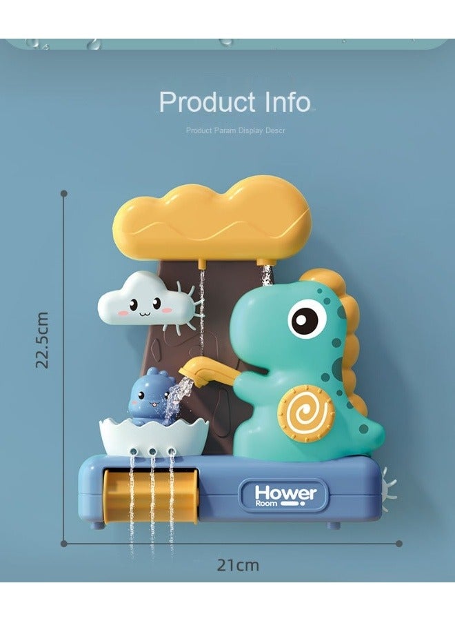 5Piece Bath Toy Set Dinosaur Waterfall Cartoon Shark Fishing Net with 3-Piece Silicone Fish Toys Mechanical Mold Free Bath Time Toy Bathroom Wall Bathtub Tub Shower Gift - Image 5