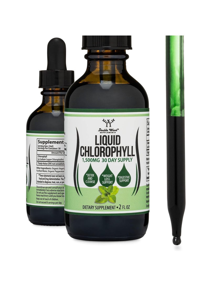 Double Wood Supplements Liquid Chlorophyll Drops for Skin Health and Immune Function 50 mg 120 doses - Image 1