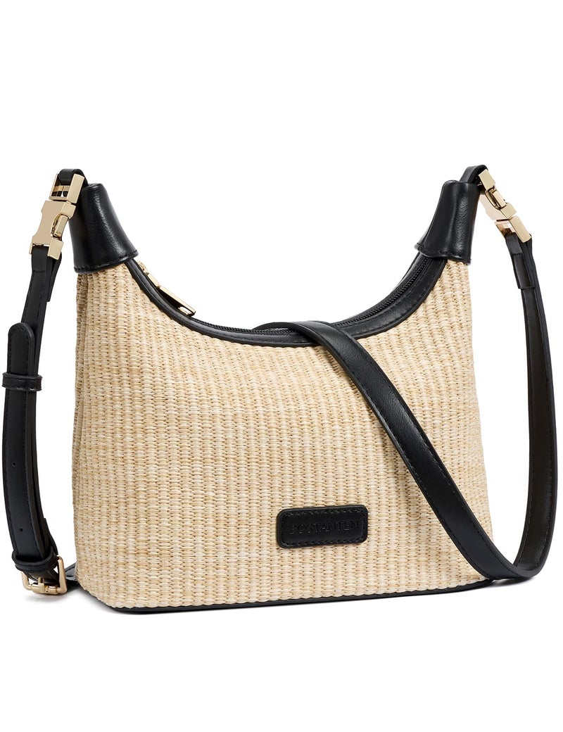 BOSTANTEN Straw Crossbody Bags for Women Raffia Clutch Shoulder Purse Handbags for Beach, Vacation, Daily Use Brown - Image 1
