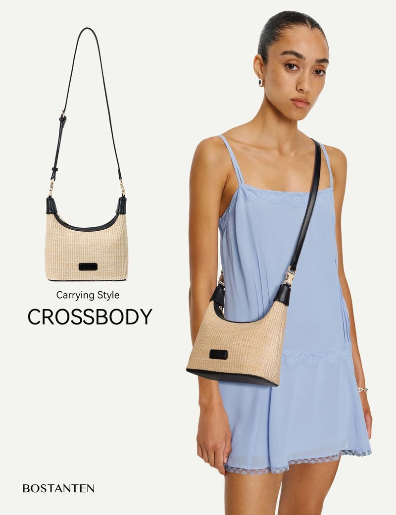 BOSTANTEN Straw Crossbody Bags for Women Raffia Clutch Shoulder Purse Handbags for Beach, Vacation, Daily Use Brown - Image 2