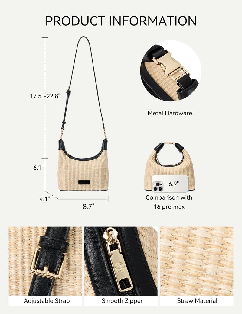 BOSTANTEN Straw Crossbody Bags for Women Raffia Clutch Shoulder Purse Handbags for Beach, Vacation, Daily Use Brown - Image 4