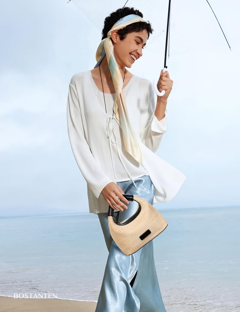 BOSTANTEN Straw Crossbody Bags for Women Raffia Clutch Shoulder Purse Handbags for Beach, Vacation, Daily Use Brown - Image 3