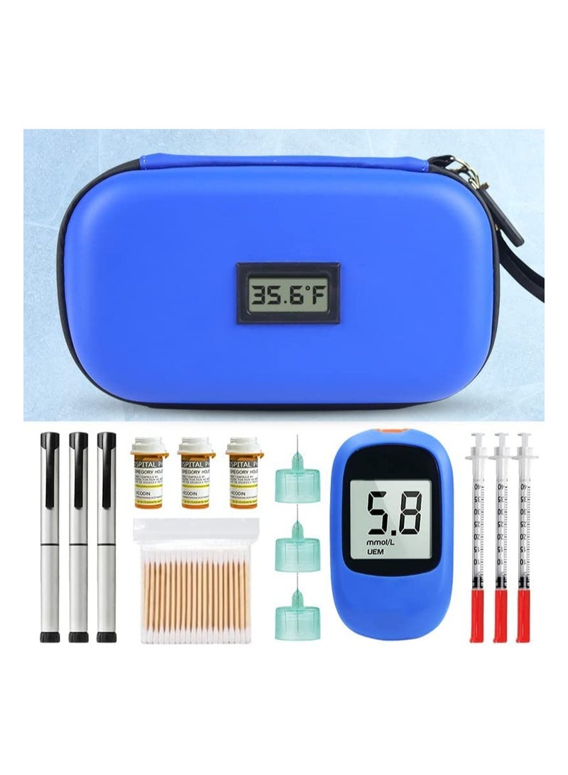 Insulin Cooler Travel Case with Temperature Control, Diabetes Bags Carry Case Diabetes Travel Case Insulin Supply Carrying Case with 2 Ice Packs TSA Approved for Insulin Supplies