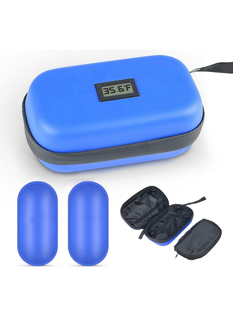 Insulin Cooler Travel Case with Temperature Control, Diabetes Bags Carry Case Diabetes Travel Case Insulin Supply Carrying Case with 2 Ice Packs TSA Approved for Insulin Supplies
