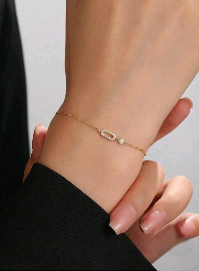 Attractives Pure 925 Sterling Silver Bracelet For Women Gold Plated - Image 1