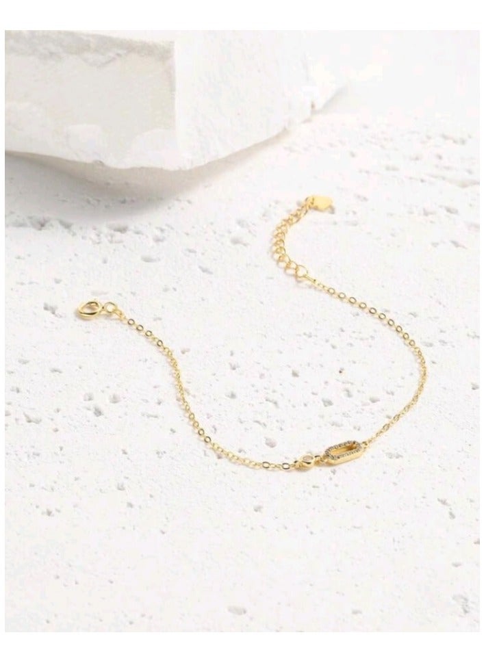 Attractives Pure 925 Sterling Silver Bracelet For Women Gold Plated - Image 3