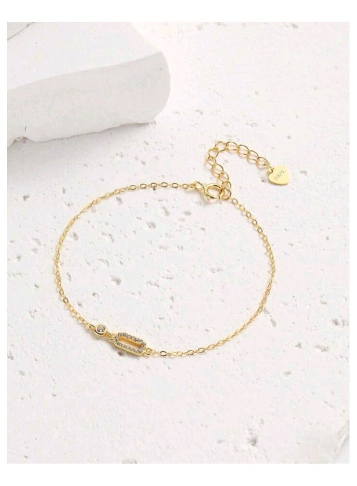 Attractives Pure 925 Sterling Silver Bracelet For Women Gold Plated - Image 4
