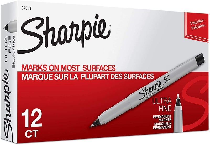 SHARPIE Permanent Markers, Ultra Fine Point, Black, 12-Count - Image 2