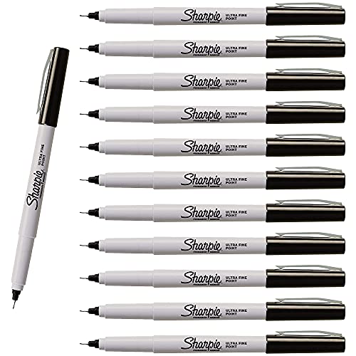 SHARPIE Permanent Markers, Ultra Fine Point, Black, 12-Count - Image 1