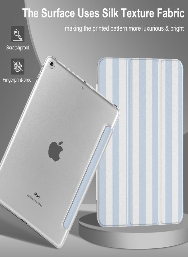 DONGKE جراب DONGKE متوافق مع iPad مقاس 10.2 بوصة (موديلات 2021، 2020، 2019)، غطاء بلاستيكي صلب شفاف ثلاثي الطي، ذكي وخفيف الوزن، يدعم خاصية التشغيل/الإيقاف التلقائي لجهاز iPad مقاس 10.2 بوصة من الجيل التاسع/الثامن/السابع - بنمط مخطط - Image 5