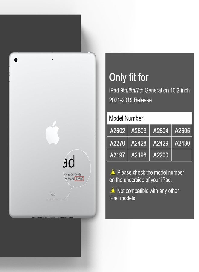 DONGKE جراب DONGKE متوافق مع iPad مقاس 10.2 بوصة (موديلات 2021، 2020، 2019)، غطاء بلاستيكي صلب شفاف ثلاثي الطي، ذكي وخفيف الوزن، يدعم خاصية التشغيل/الإيقاف التلقائي لجهاز iPad مقاس 10.2 بوصة من الجيل التاسع/الثامن/السابع - بنمط مخطط - Image 2