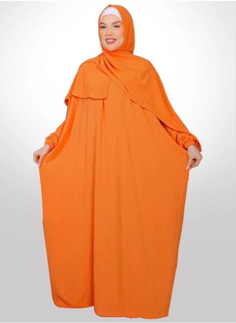 Practical Crepe Saudi prayer dress  with headscarf- plain from zmurud fashion