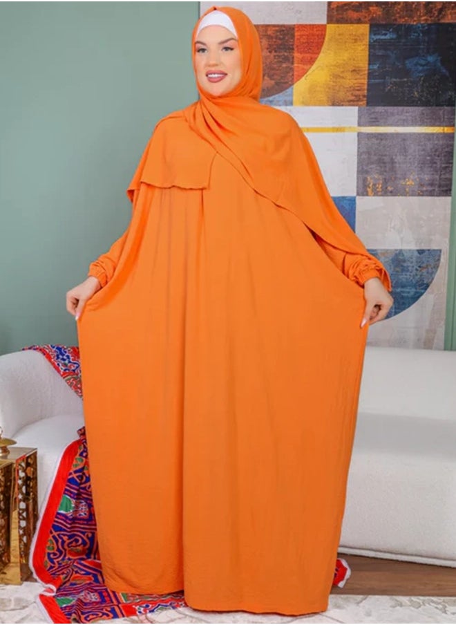 Zmurud - Practical Crepe Saudi prayer dress  with headscarf- plain from zmurud fashion - Image 1