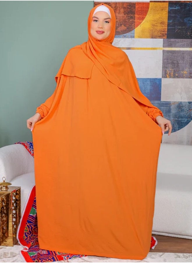 Zmurud - Practical Crepe Saudi prayer dress  with headscarf- plain from zmurud fashion - Image 1