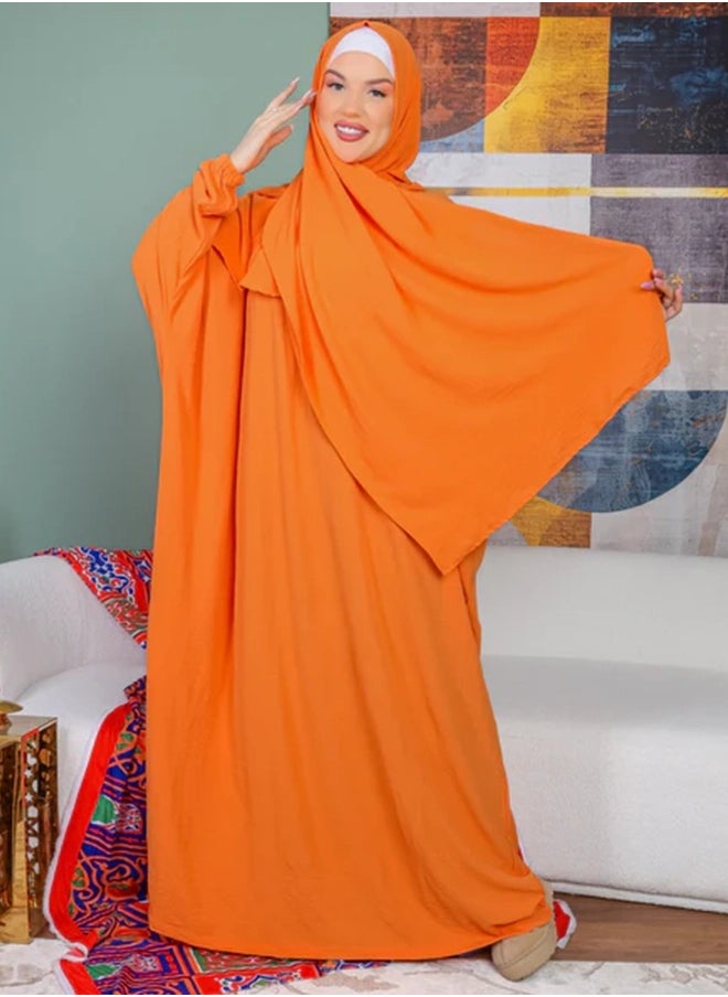 Zmurud - Practical Crepe Saudi prayer dress  with headscarf- plain from zmurud fashion - Image 1