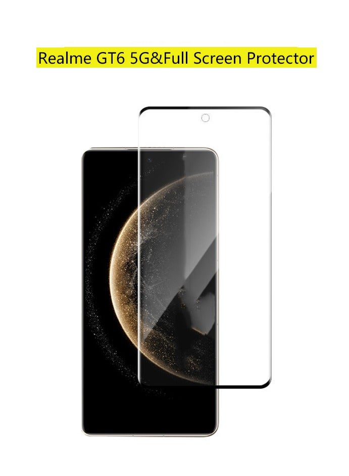 realme GT6 5G Screen Protector Full Coverage Delicate Touch Tempered Glass Screen Protector
