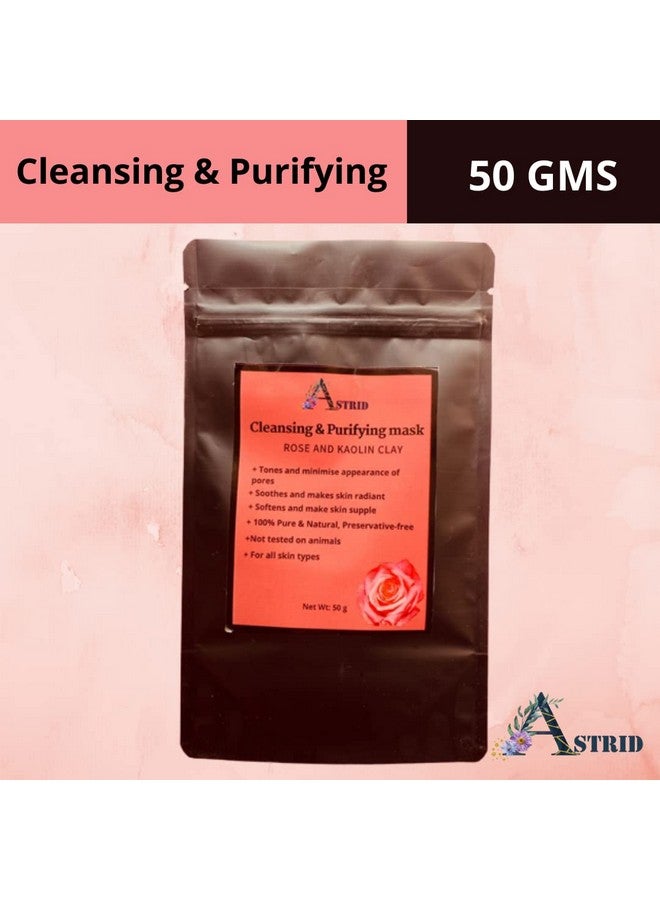 Astrid Cleansing and Purifying clay mask (50 g), Pore minimizing, soft and bright skin, Rose and Kaolin clay, all skin types, 100% Pure & Natural, No Parabens and sulphate - Image 2