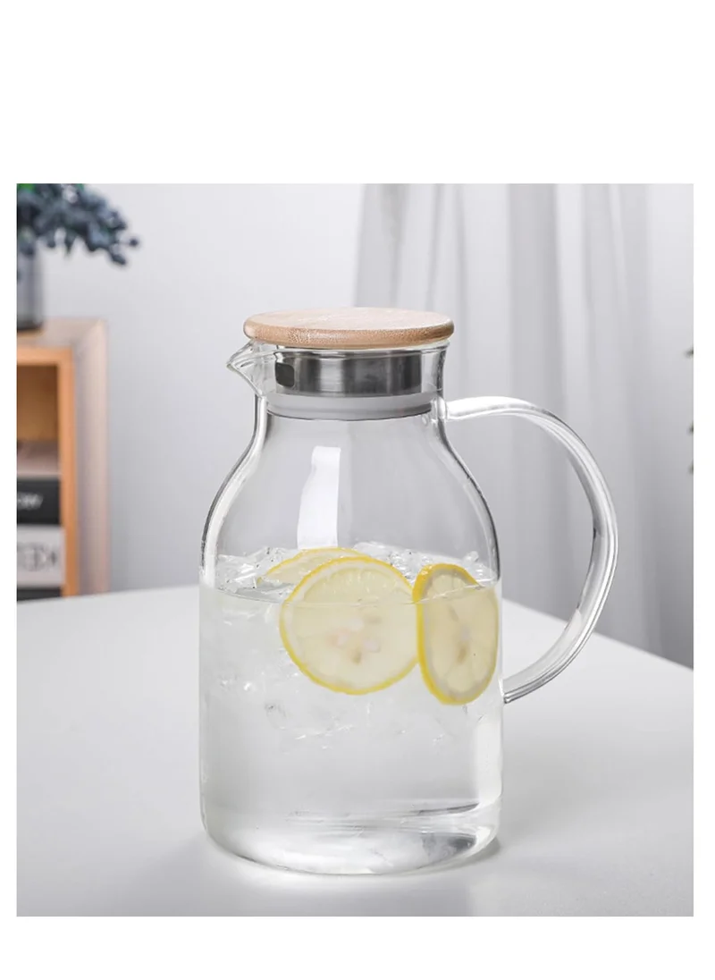 1Chase Borosilicate Glass Water Pitcher With Lid And Stainless Steel Strainer 1800 ML