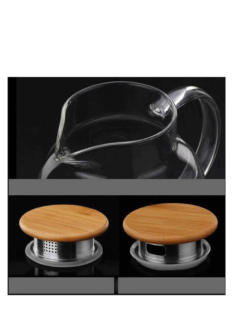 1Chase Borosilicate Glass Water Pitcher With Lid And Stainless Steel Strainer 1800 ML