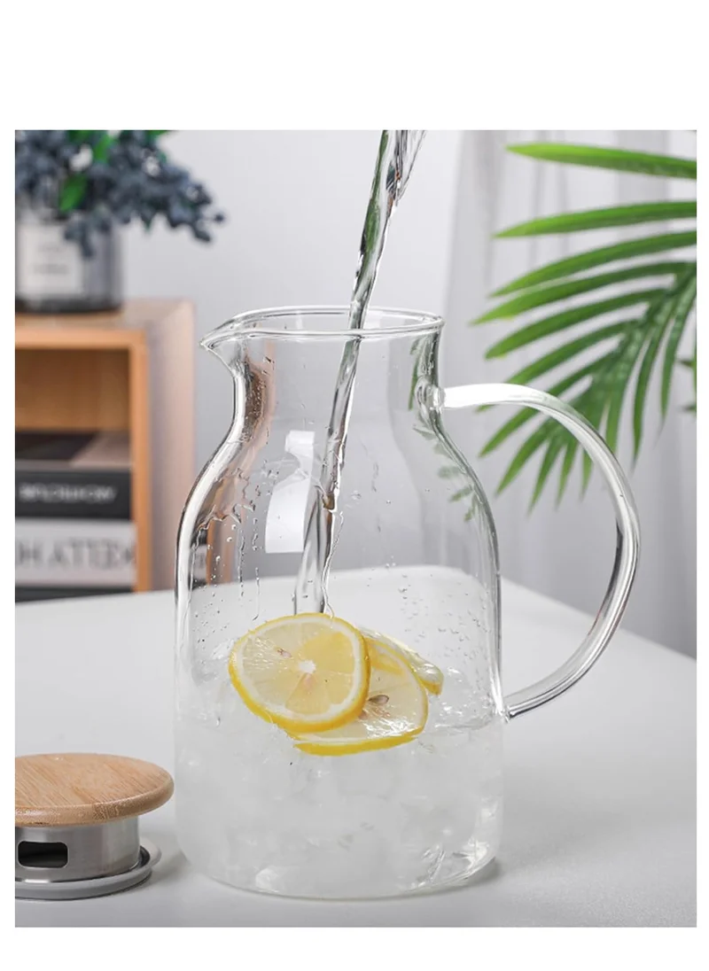1Chase Borosilicate Glass Water Pitcher With Lid And Stainless Steel Strainer 1800 ML