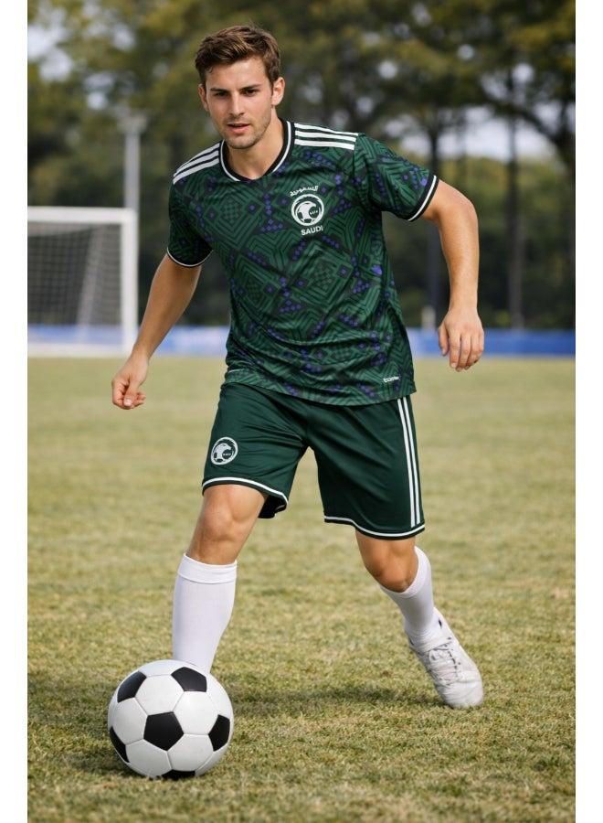 Breathable Polyester Football Jersey Set with Bold Saudi Arabia 2026 World Cup Graphics and Modern Athletic Fit for Men - Image 3