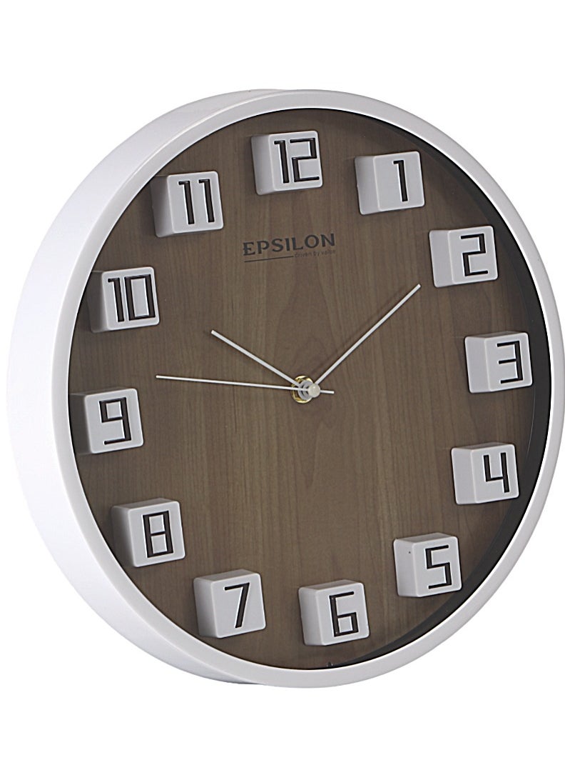 Epsilon Epsilon Round Wall Clock- EPSWC1565 Circle Shaped, Embossed Numerals, Wall-Mounted  - Image 2