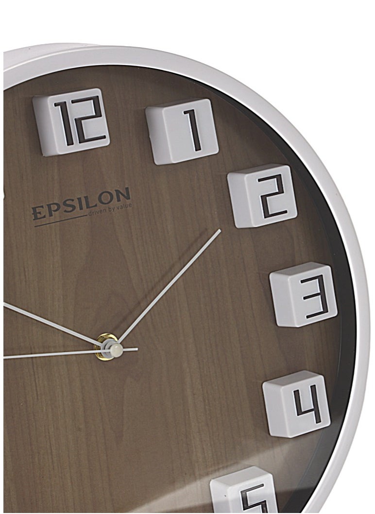 Epsilon Epsilon Round Wall Clock- EPSWC1565 Circle Shaped, Embossed Numerals, Wall-Mounted  - Image 3