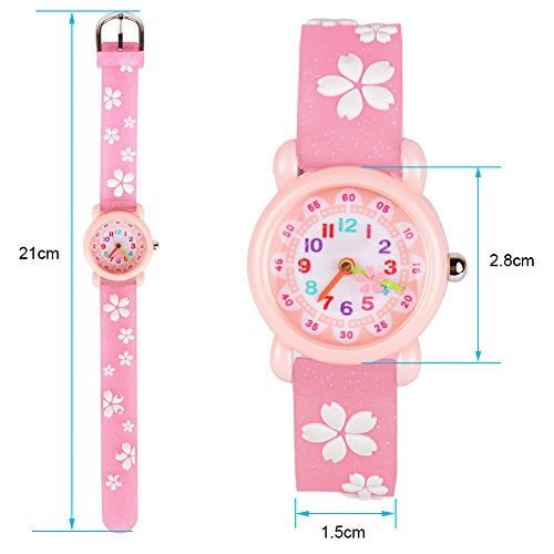 Venhoo Kids Watches 3D Cute Cartoon Waterproof Silicone Children Toddler Wrist Watch Time Teacher Birthday Gifts for 3-10 Year Girls Little Child-Pink Sakura - Image 2