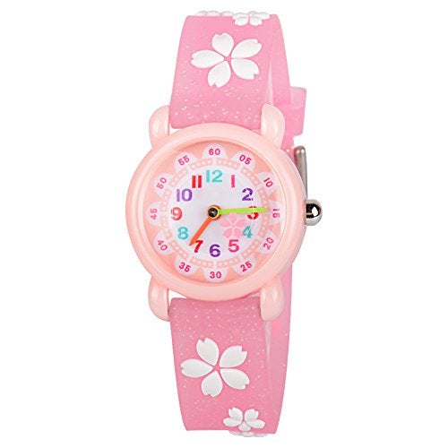 Venhoo Kids Watches 3D Cute Cartoon Waterproof Silicone Children Toddler Wrist Watch Time Teacher Birthday Gifts for 3-10 Year Girls Little Child-Pink Sakura - Image 1