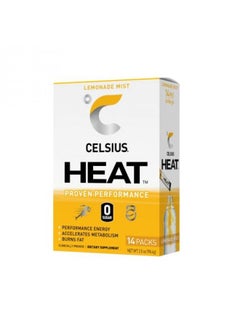 CELSIUS HEAT On-the-Go Performance Energy Powder Stick Packets, Lemonade Mist (Pack of 14)