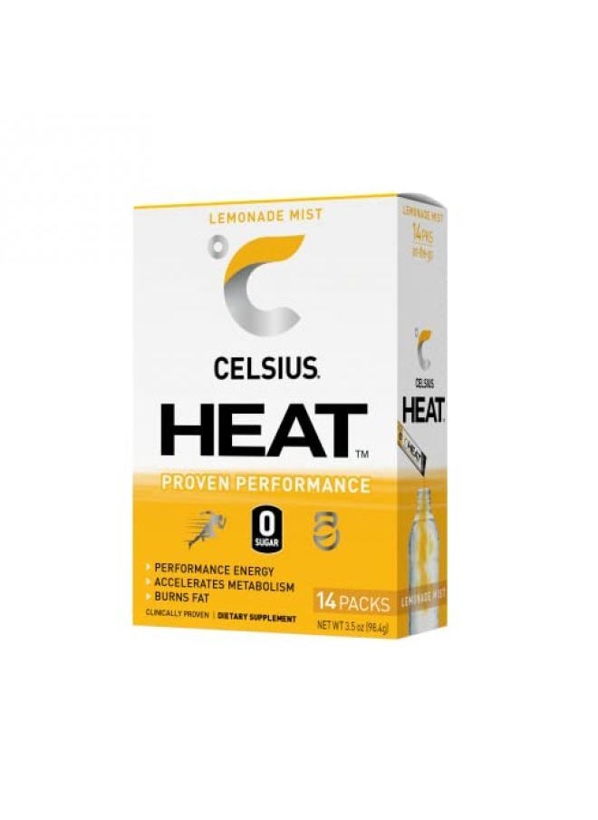 Celsius - CELSIUS HEAT On-the-Go Performance Energy Powder Stick Packets, Lemonade Mist (Pack of 14) - Image 1