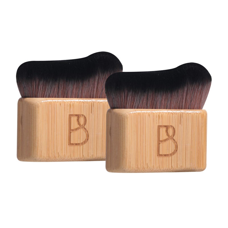 BS Mall BS-MALL Self Tanning Body Brush Makeup Brushes Set of 2 â€“ Multi-Purpose Body Brush & Ultra-Soft Synthetic Bristles, Perfect for Face & Body Application & Travel & Daily Use (Bamboo) - Image 1