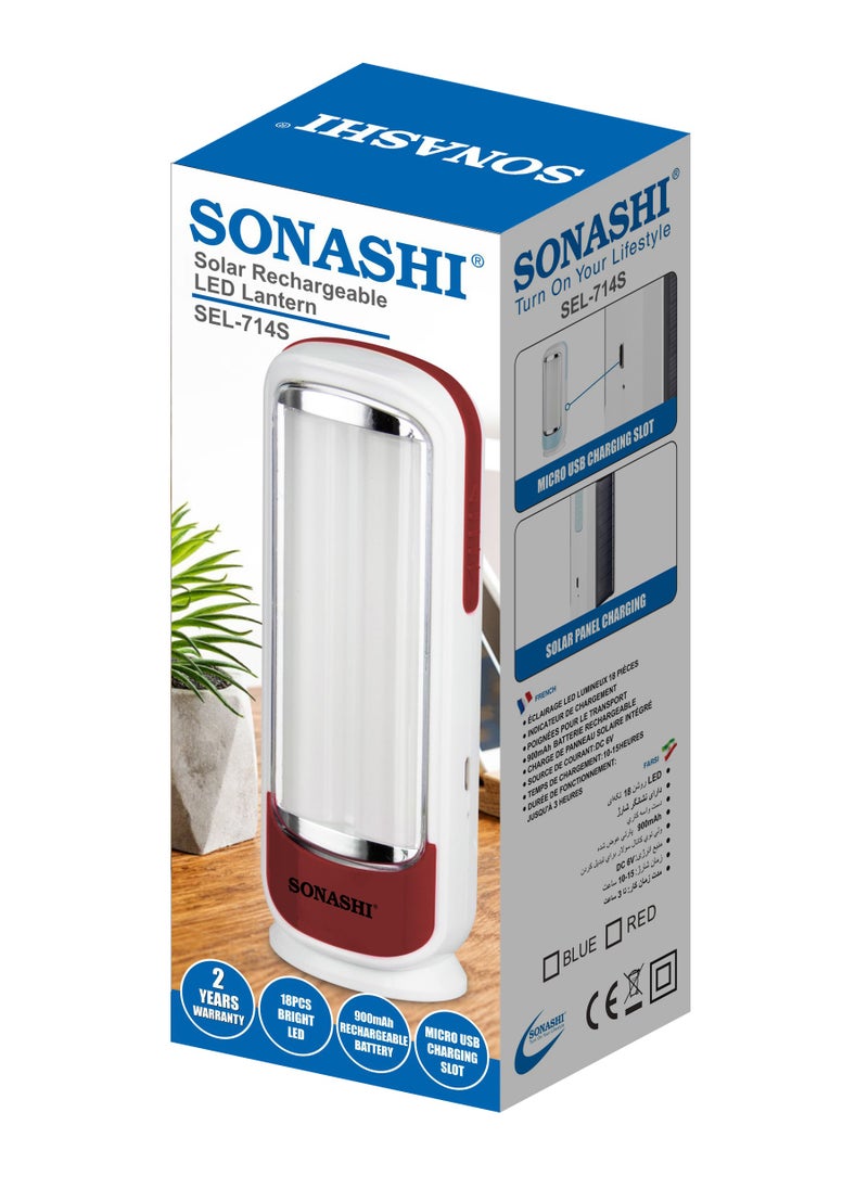 SONASHI - فانوس طوارئ قابل لإعادة الشحن بمقبض محمول | لوحة شمسية قابلة للشحن مع مؤشر شحن - تصميم متين وعملي لسهولة الاستخدام | مثالي للأنشطة الداخلية والخارجية - Image 1