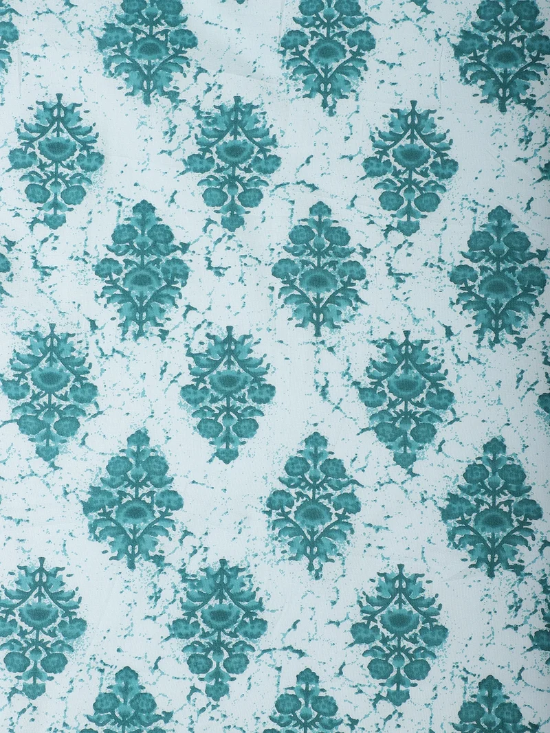 AKS  Teal Floral Fabric One Meter  | Best Price UAE