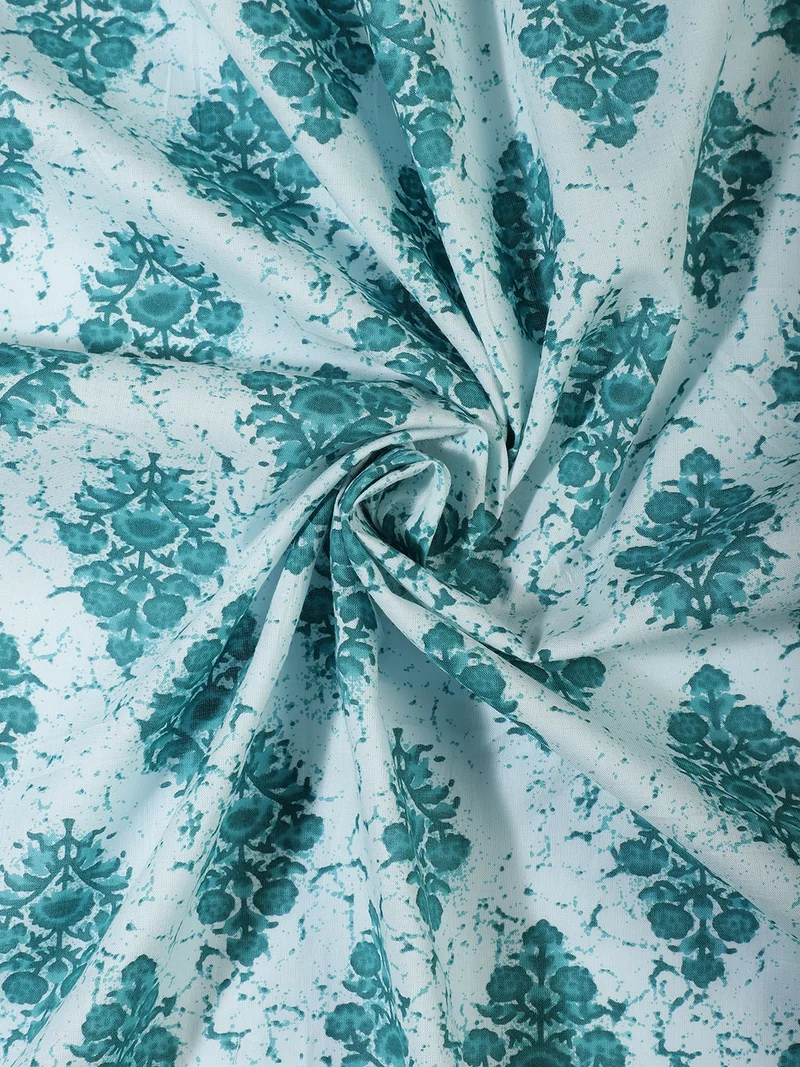 أيه كيه إس Teal Floral Fabric One Meter