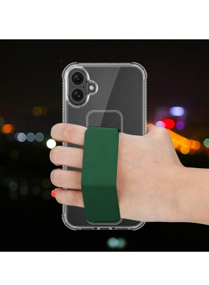Wtech Apple iPhone 16 Plus 2024 TPU Hand Grip Air Pillow Case Cover - Clear/Dark Green - Image 3