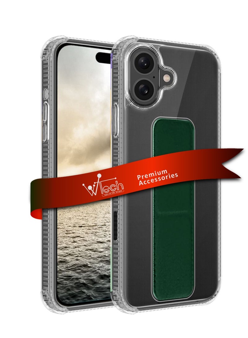 Wtech Apple iPhone 16 Plus 2024 TPU Hand Grip Air Pillow Case Cover - Clear/Dark Green - Image 1