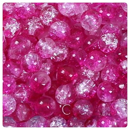 Ambitieux 650+ Pcs Crackle Glass Beads for Jewelry Making | 8mm Assorted Color Round Glass Beads for Bracelet, Necklace, Anklet & DIY Craft | Bulk Bead Kit for Selling & Handmade Business (Pink) - Image 2