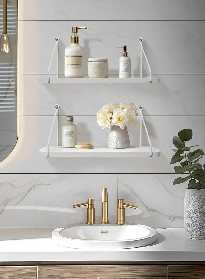 Afuly Wall Shelf White Wood Metal Shelf Floating Shelves Wall Hanging Shelf Storage Shelf for Walls Kitchen Modern Decor Bathroom Children's Room Living Room Set of 2 - Image 4