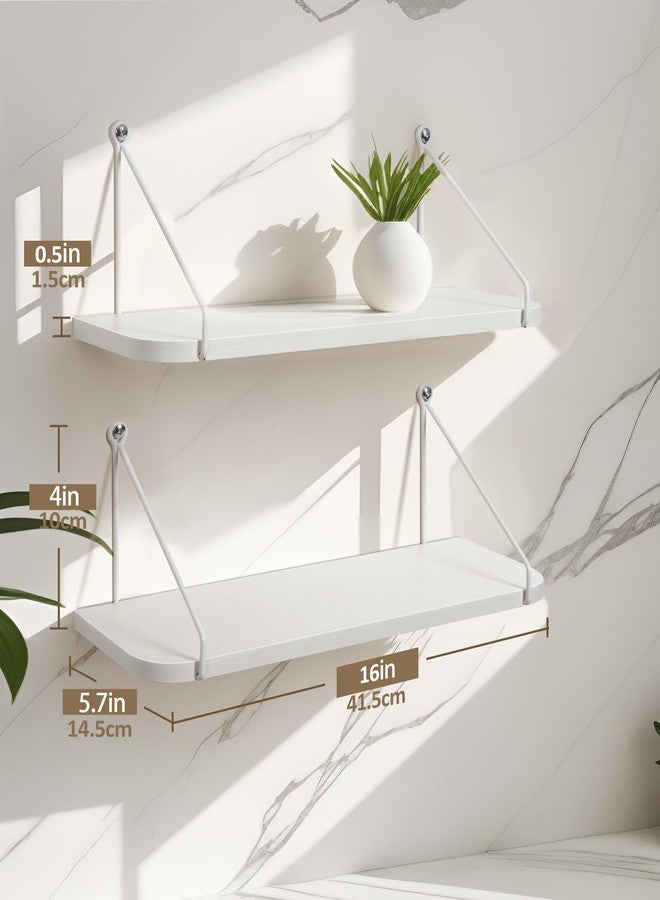 Afuly Wall Shelf White Wood Metal Shelf Floating Shelves Wall Hanging Shelf Storage Shelf for Walls Kitchen Modern Decor Bathroom Children's Room Living Room Set of 2 - Image 3