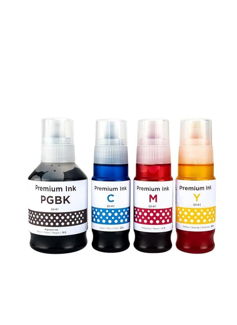 Terabyte 41 ink set 4-Pack (PigmentBlack Cyan Magenta Yellow) GI 41 Compatible for CANON PIXMA G1420/G2420/G2460/G3420/G3460  - Image 2